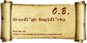 Országh Boglárka névjegykártya